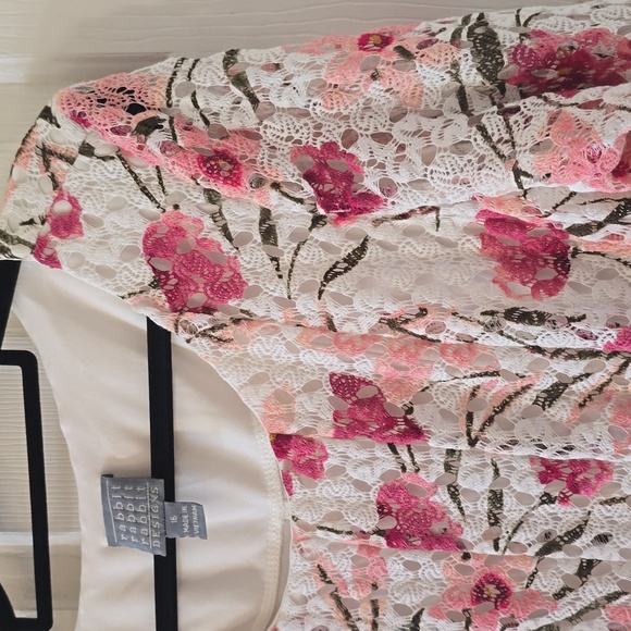 RABBIT RABBIT RABBIT DESIGNS WOMEN'S PLUS SIZE PINK & WHITE FLORAL DRESS SIZE 16 - Picture 7 of 16